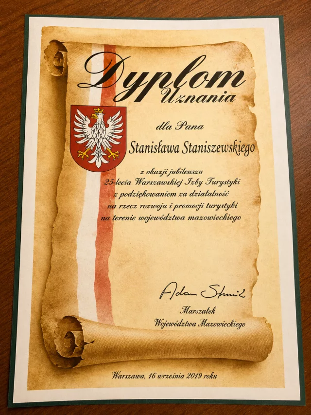 Podziękowania za organizację eventów.